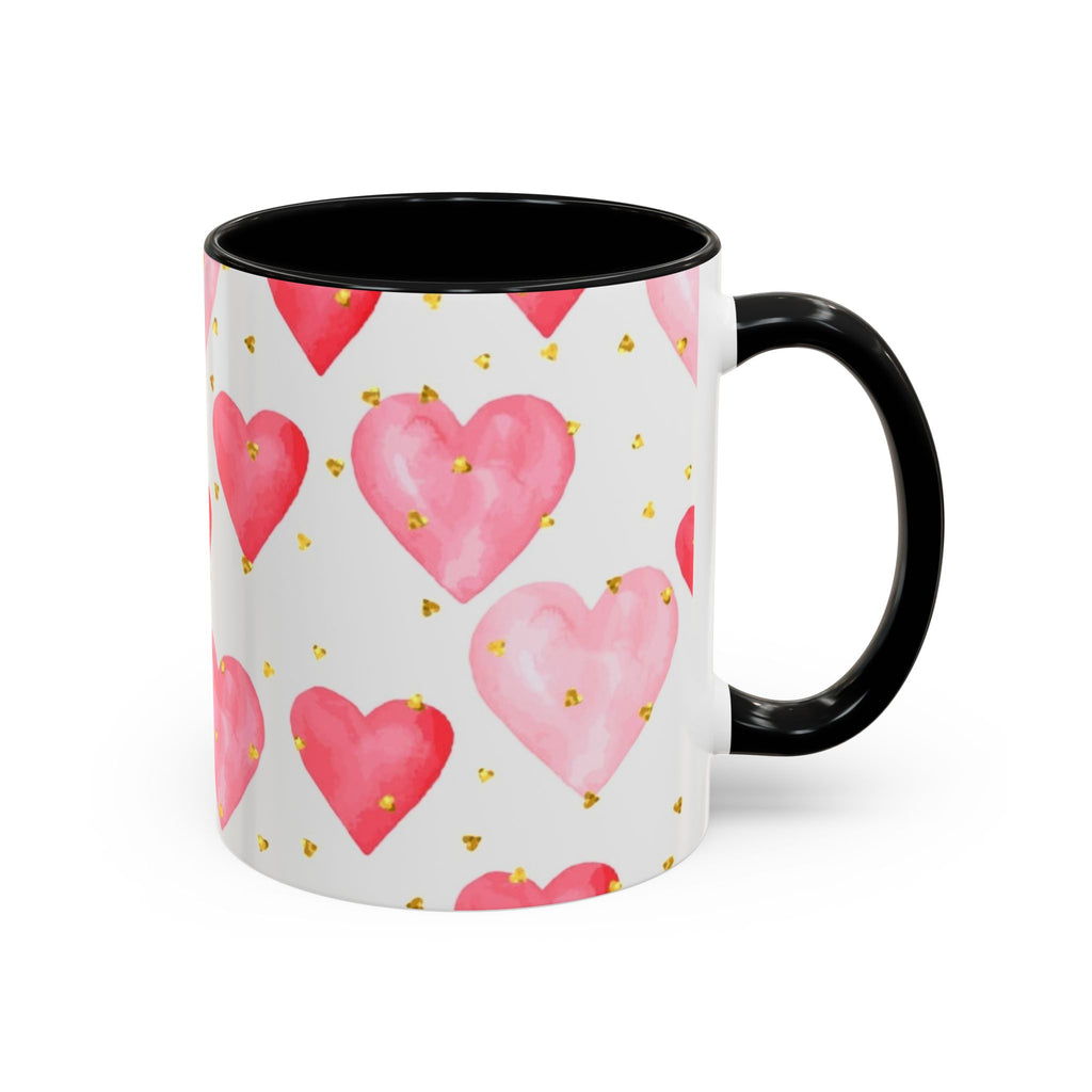 Pink Watercolor Hearts Accent Coffee Mug — Romantic Valentine’s Day Gift