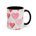 Pink Watercolor Hearts Accent Coffee Mug — Romantic Valentine’s Day Gift