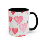 Pink Watercolor Hearts Accent Coffee Mug — Romantic Valentine’s Day Gift
