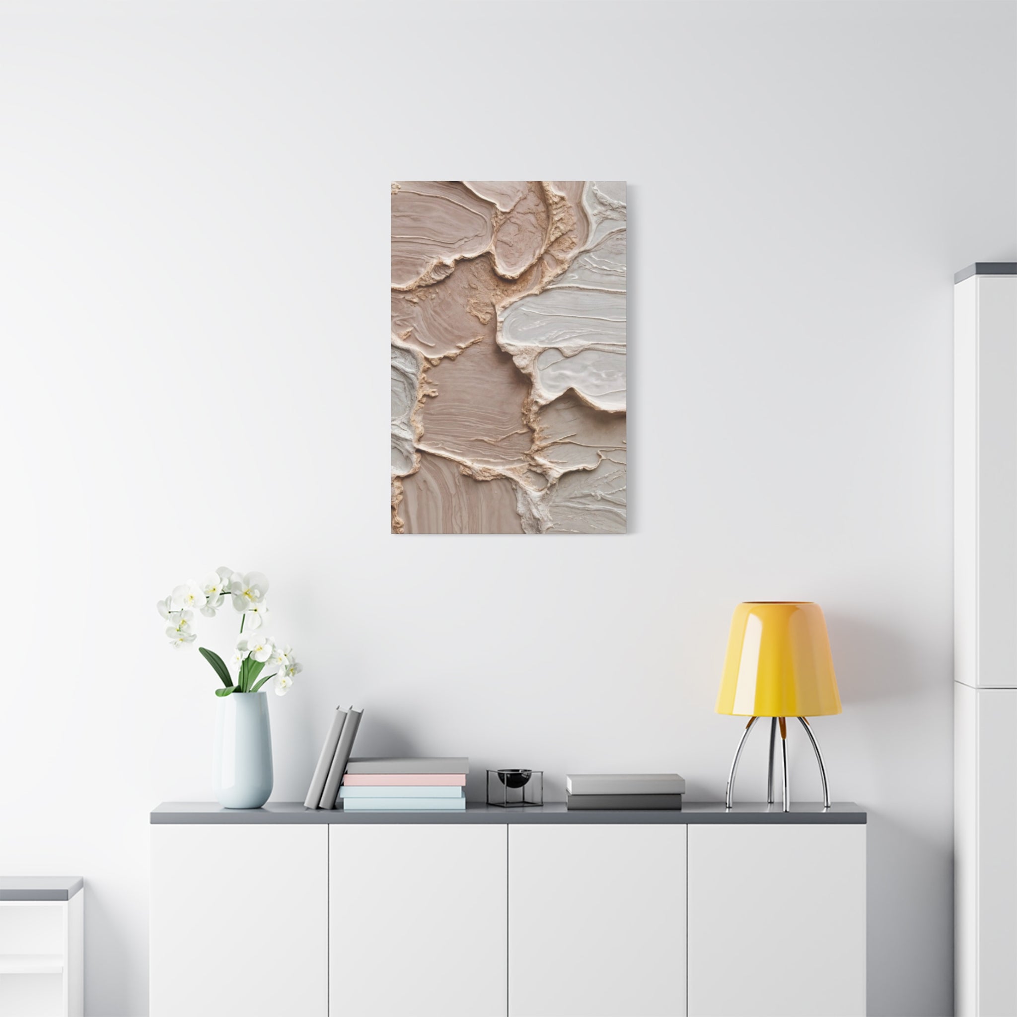 Neutral Textured Abstract Canvas Print — Beige & Cream Wall Art, Matte Stretched 1.25"
