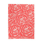 Rose Pattern Plush Blanket — Coral Velveteen Throw