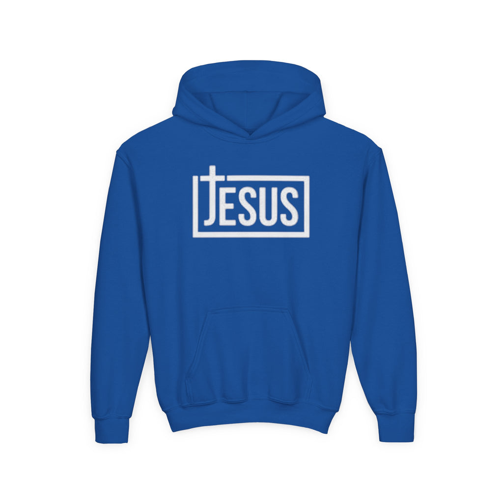 Youth Jesus Hoodie — Christian Faith Pullover with Cross Logo