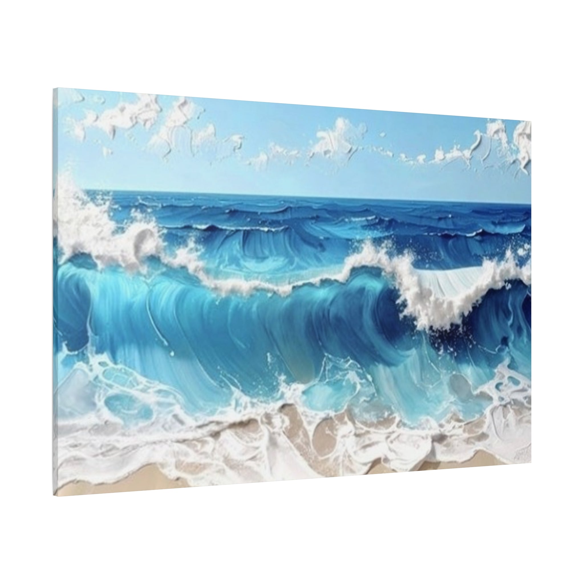 Ocean Waves Matte Canvas Wall Art — Blue Seascape Stretched Canvas