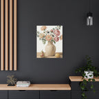 Floral Vase Canvas Wall Art — Pastel Peonies & Ranunculus Stretched Print