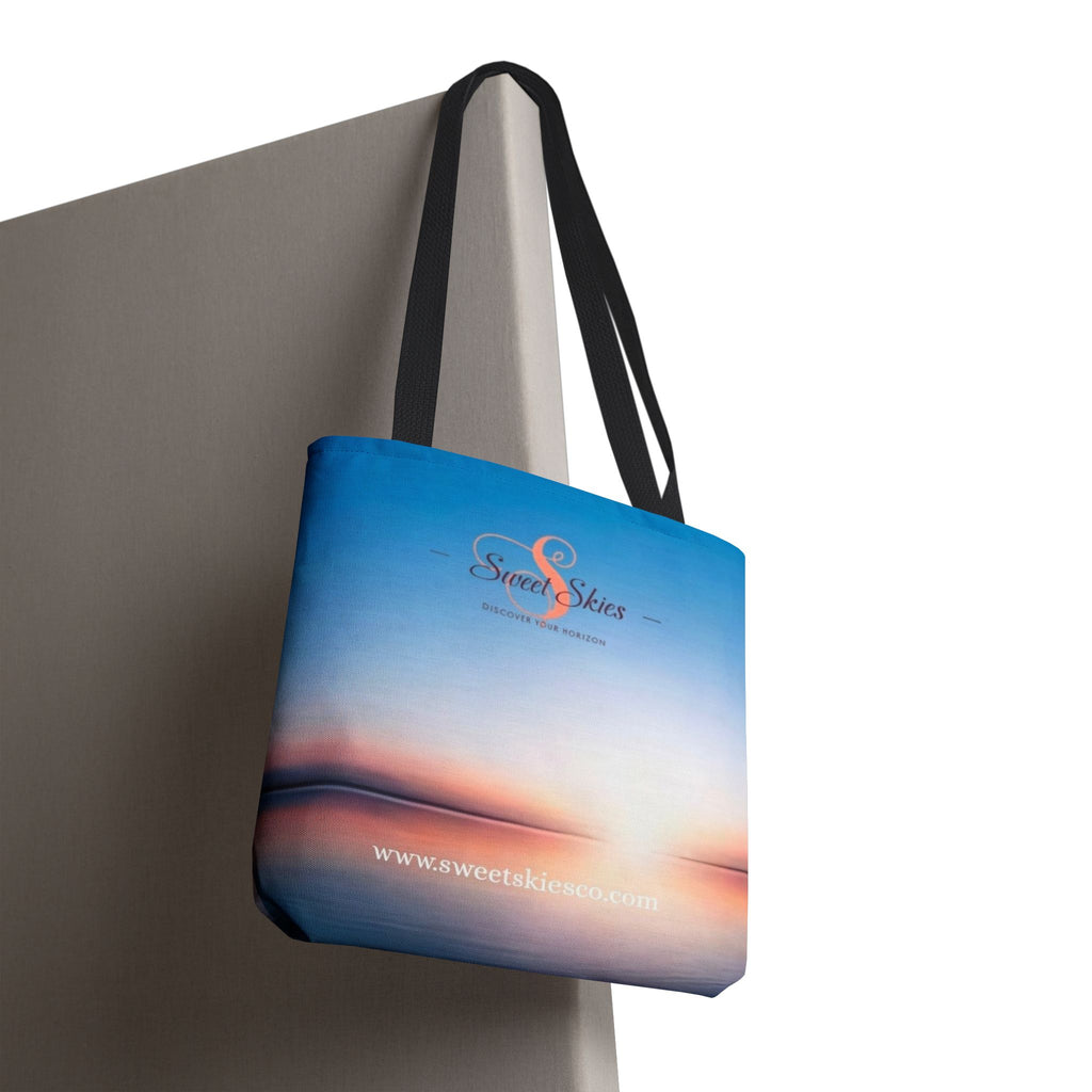 Sunset Beach Tote Bag — Sweet Skies Logo AOP Carryall