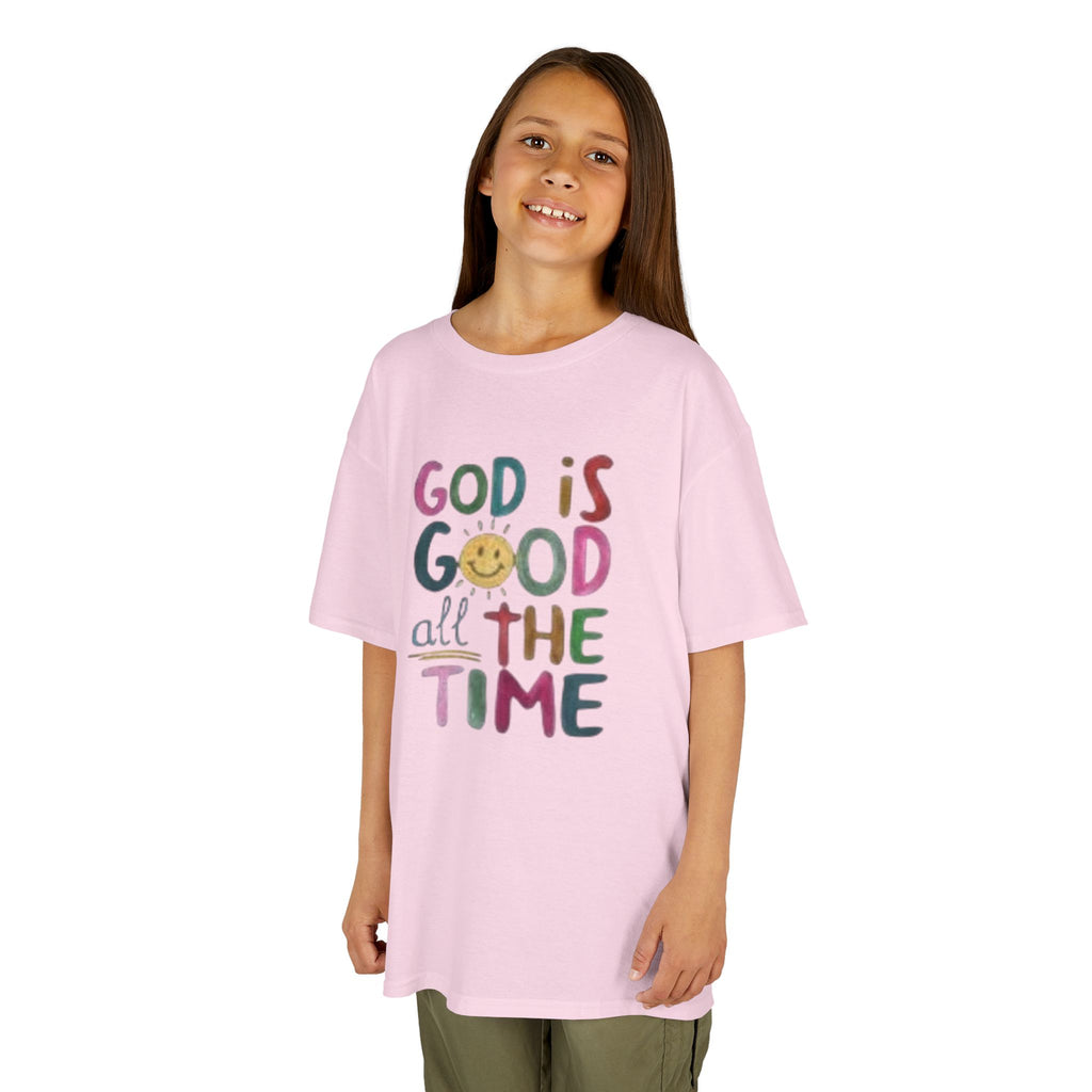 Kids Tee — "God Is Good All The Time" Colorful Faith Graphic