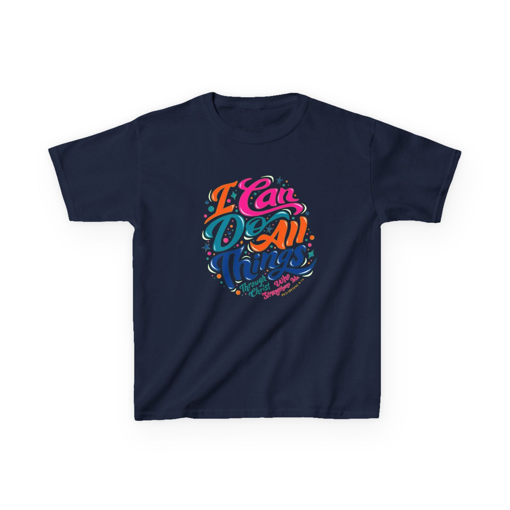Kids T‑Shirt — "I Can Do All Things" Inspirational Rainbow Tee