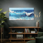 Ocean Waves Matte Canvas Wall Art — Blue Seascape Stretched Canvas