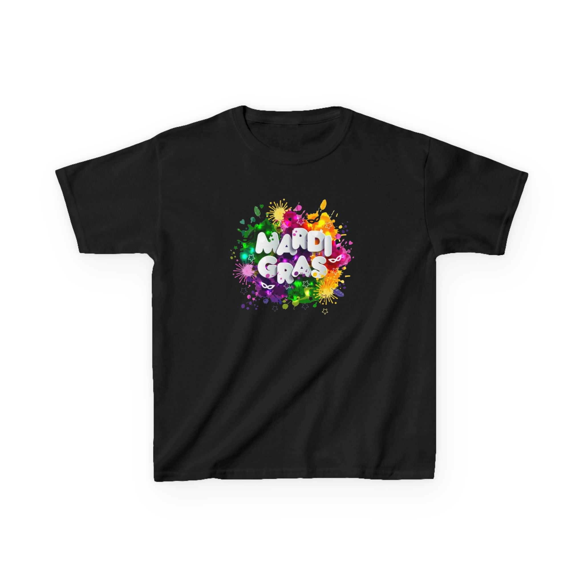 Mardi Gras Kids T‑Shirt — Colorful Paint Splash Design