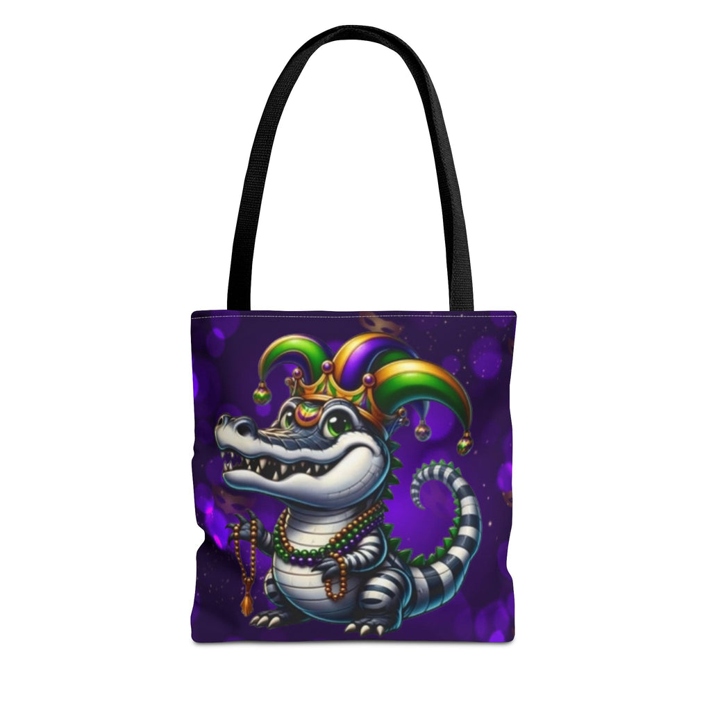 Mardi Gras Gator Tote Bag — Festive Jester Alligator Print