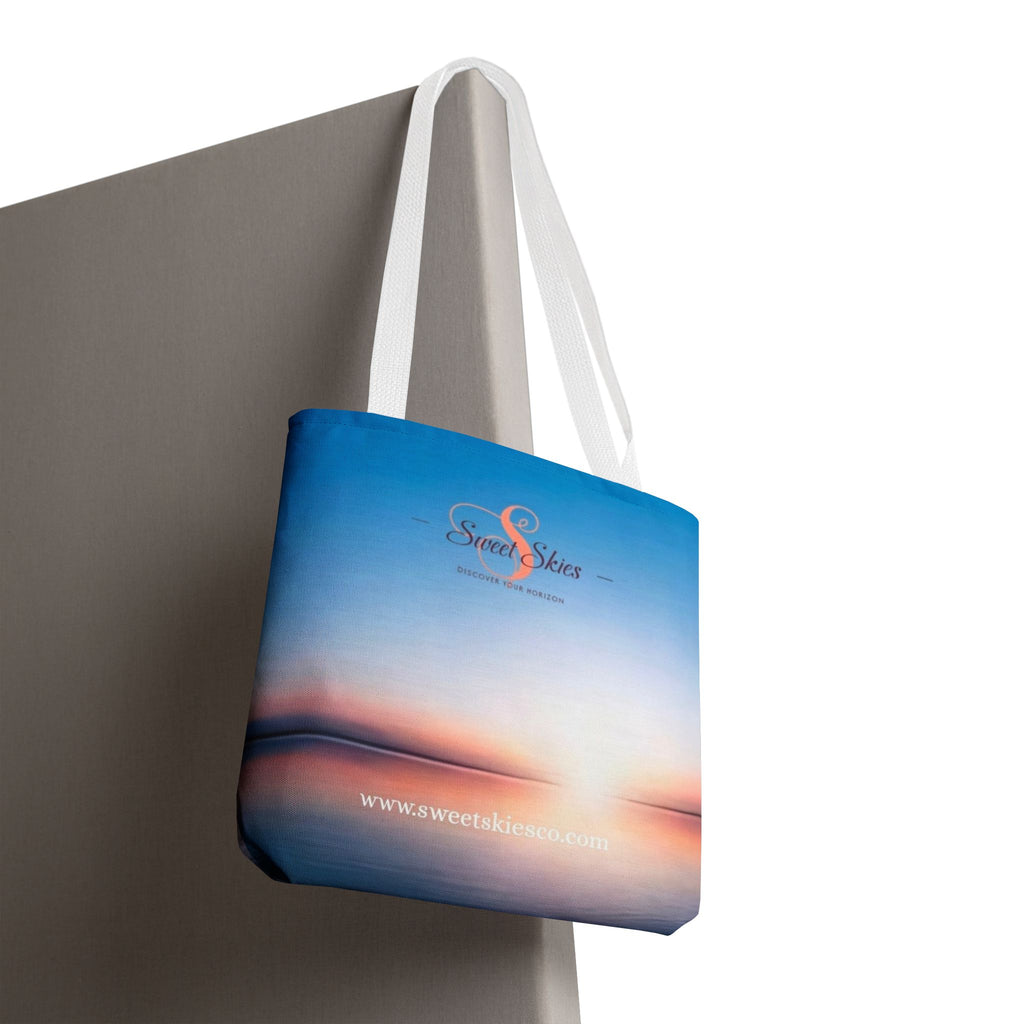 Sunset Beach Tote Bag — Sweet Skies Logo AOP Carryall