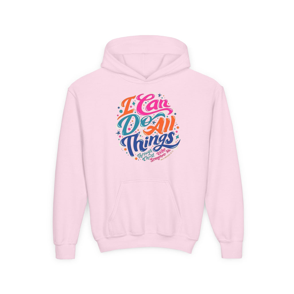 Youth Hoodie — "I Can Do All Things" Inspirational Christian Sweatshirt