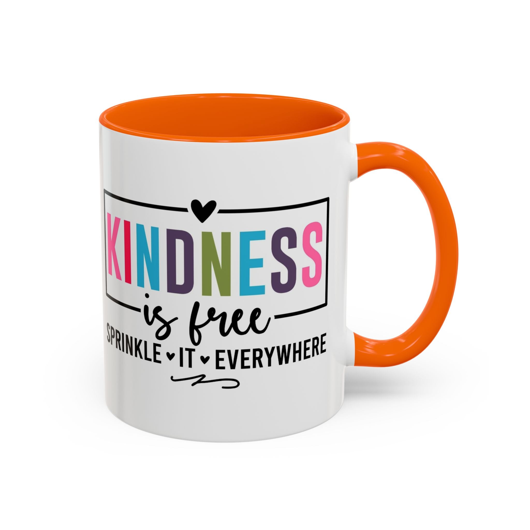 Kindness Is Free Accent Coffee Mug — Inspirational Pink Interior 11/15oz