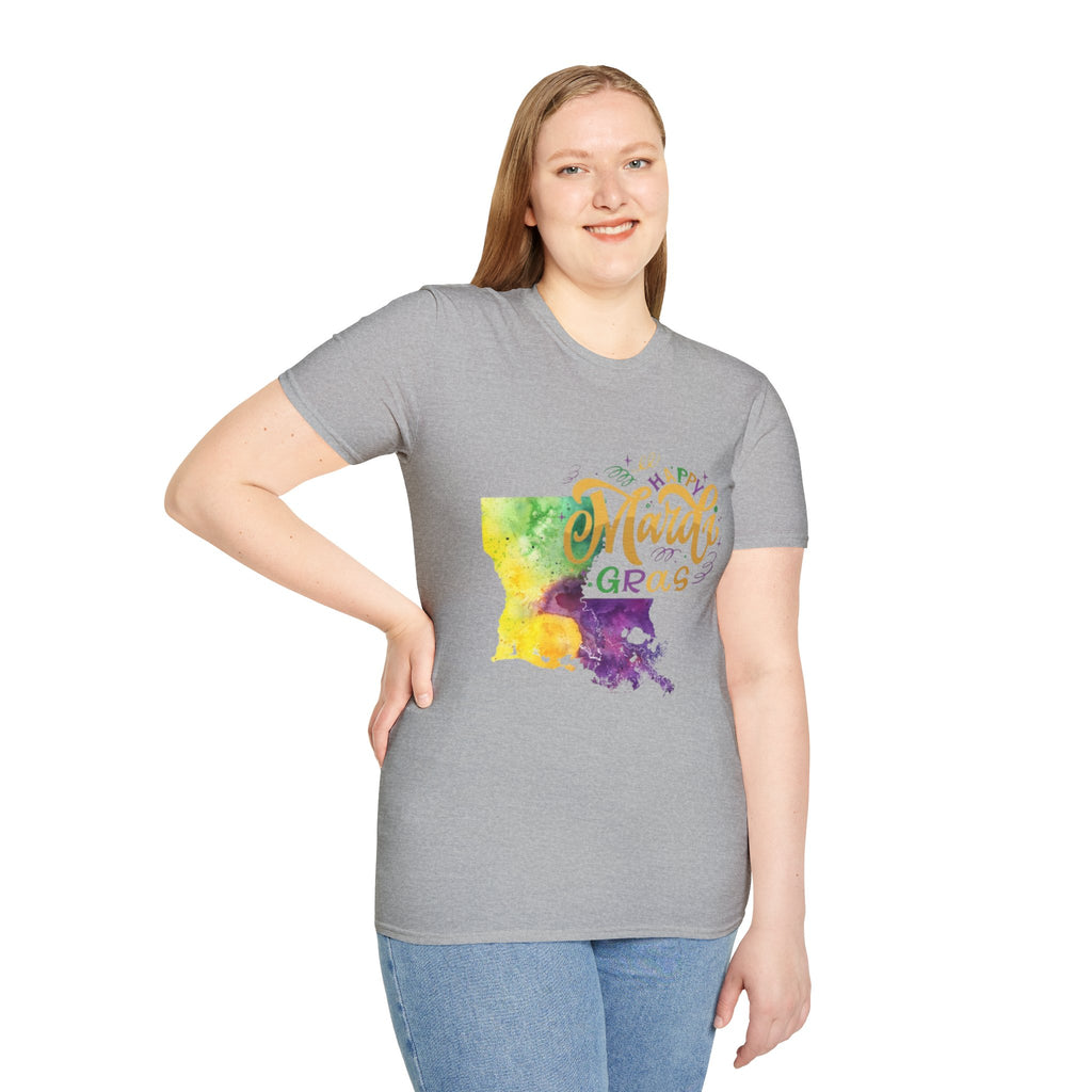 Mardi Gras Louisiana Watercolor T-Shirt — Happy Mardi Gras Celebration Tee