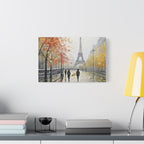 Paris Eiffel Tower Autumn Street Matte Canvas Wall Art, Stretched 1.25"