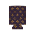 Fleur-de-Lis Can Cooler – Gold on Deep Purple Beverage Koozie
