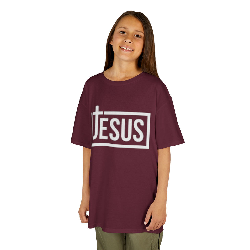 Kids Jesus T‑Shirt — Bold Cross Logo Christian Tee for Boys & Girls