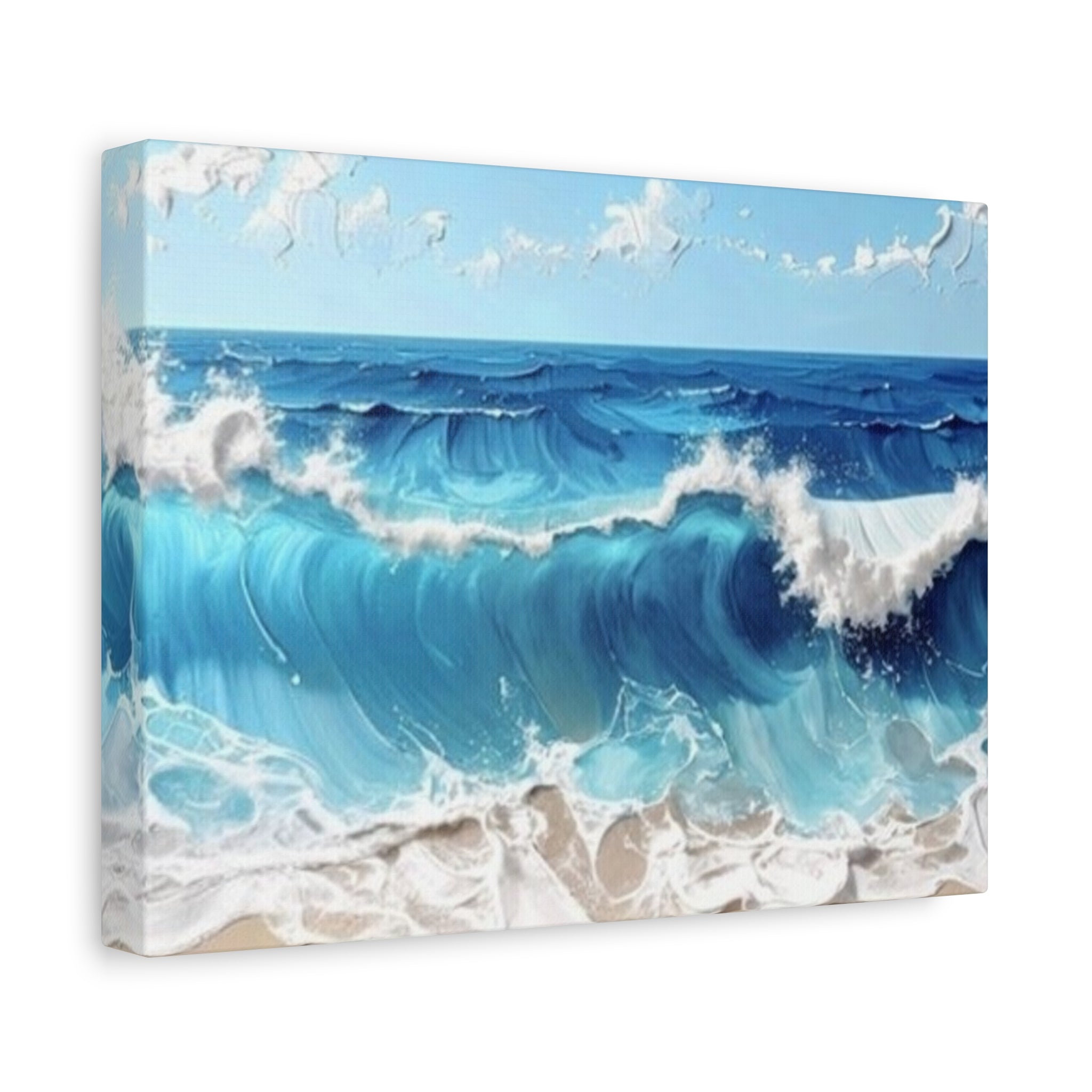 Ocean Waves Matte Canvas Wall Art — Blue Seascape Stretched Canvas