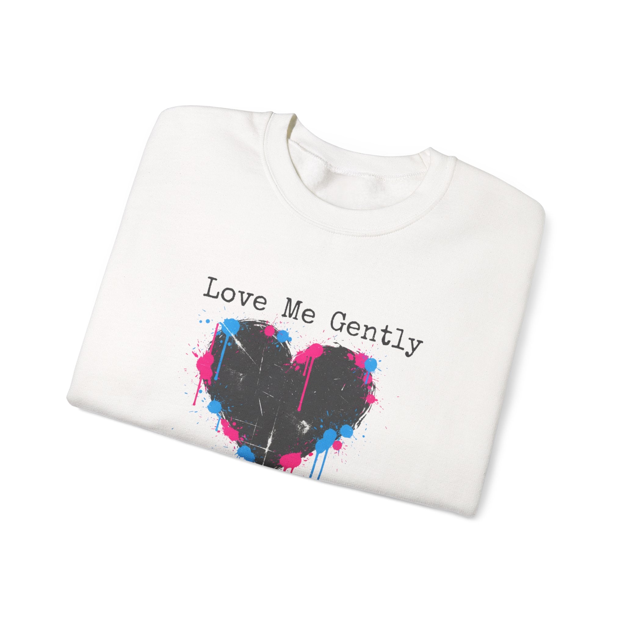 Love Me Gently Grunge Heart Sweatshirt | punk heart design, distressed love