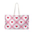 Heart Plaid Weekender Bag – Pink Red Travel Tote for Valentine’s Day