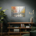 Paris Eiffel Tower Autumn Street Matte Canvas Wall Art, Stretched 1.25"