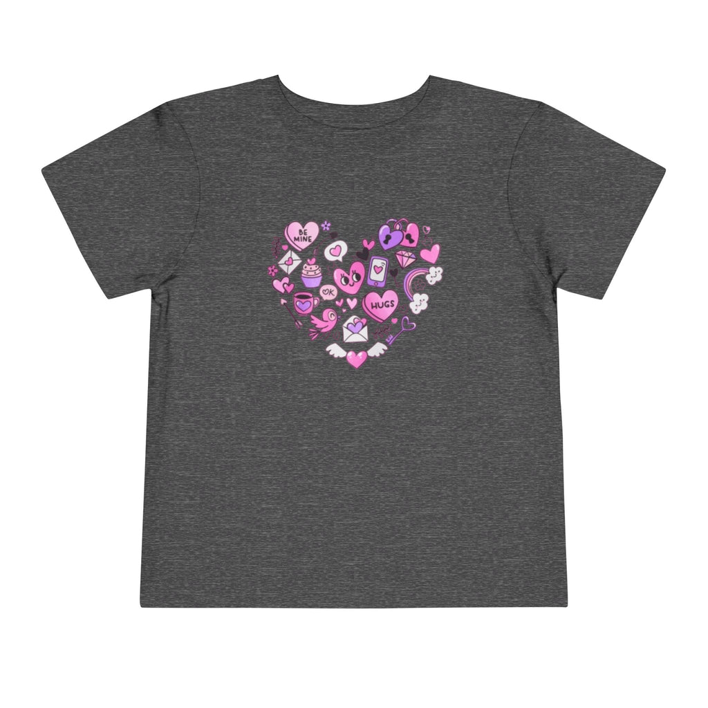Toddler Tee — Pink Heart Doodle Design (Love, Kisses & Cute Icons)