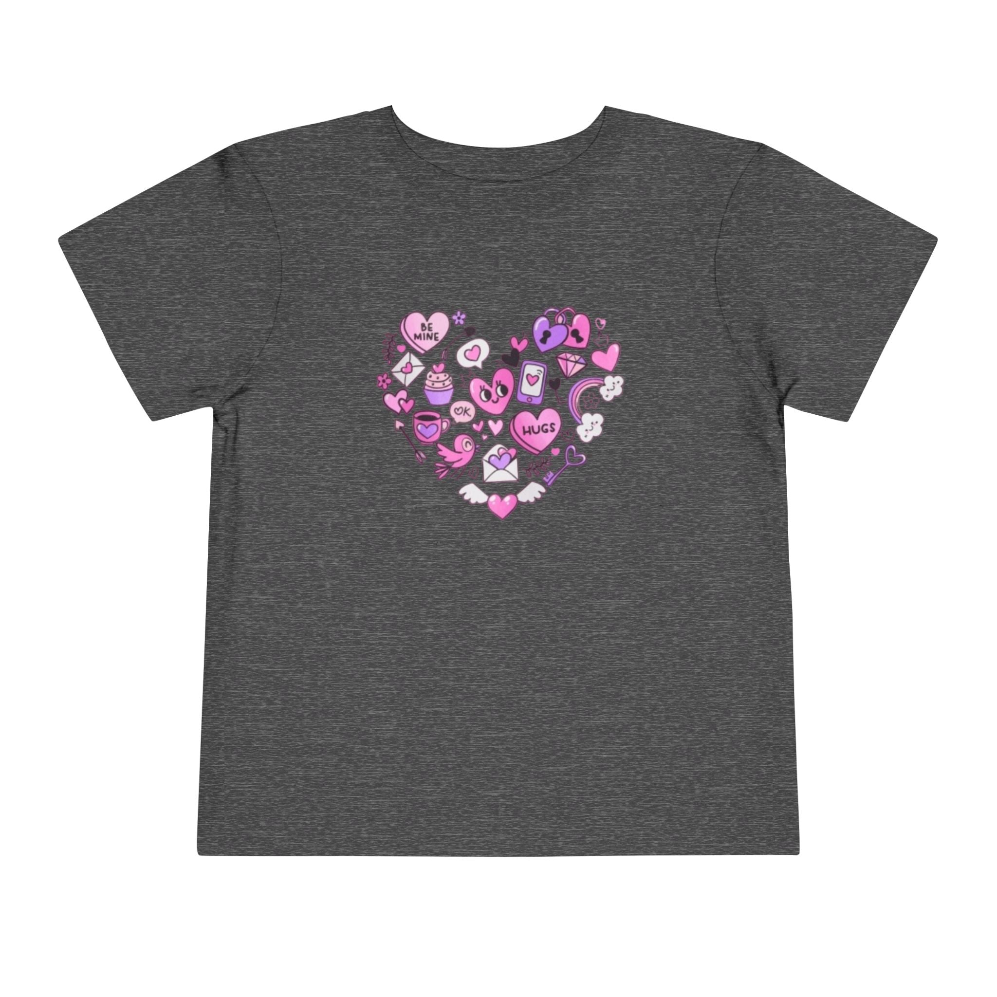 Toddler Tee — Pink Heart Doodle Design (Love, Kisses & Cute Icons)