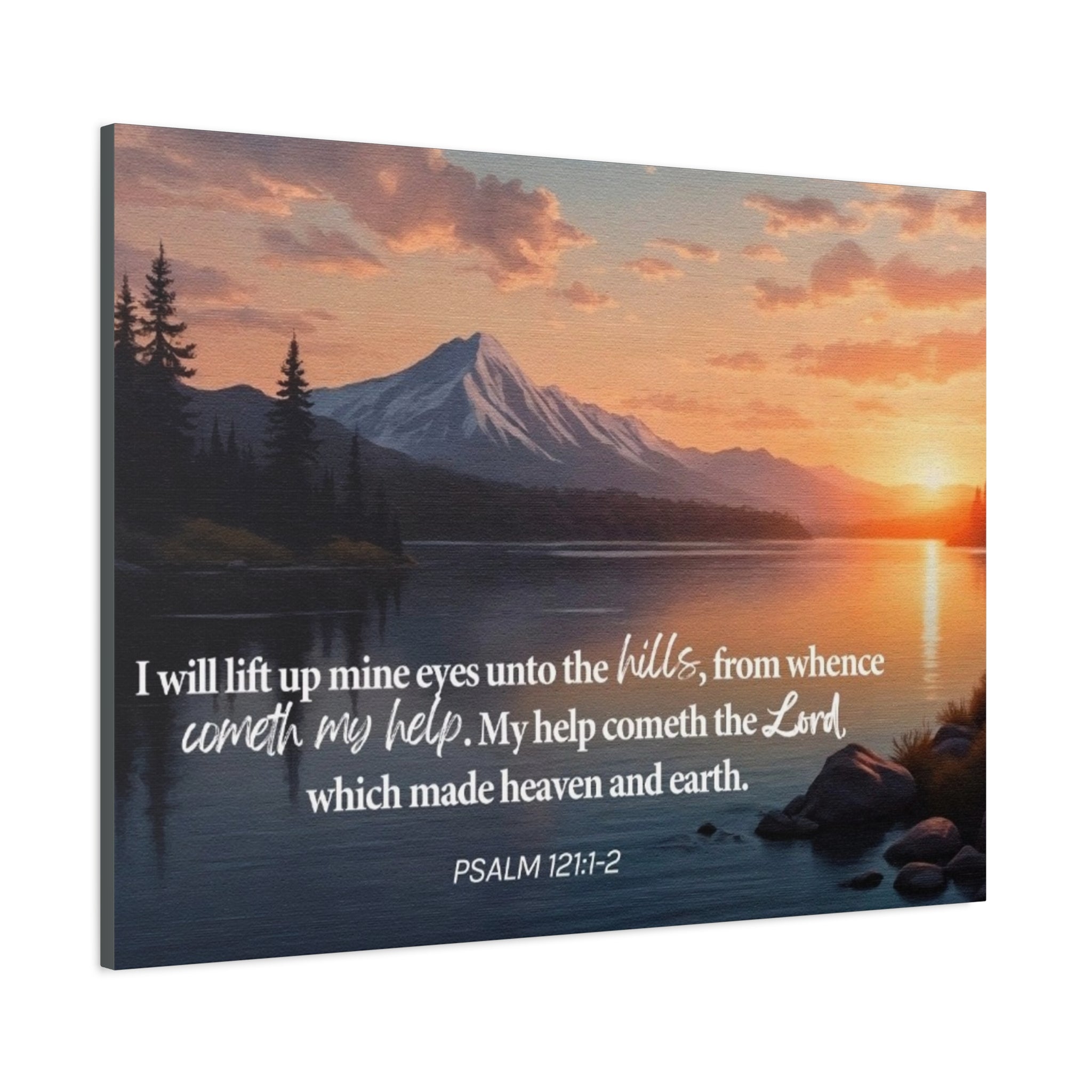 Psalm 121 Canvas Wall Art — "I Will Lift Up Mine Eyes unto the Hills" Inspirational Landscape