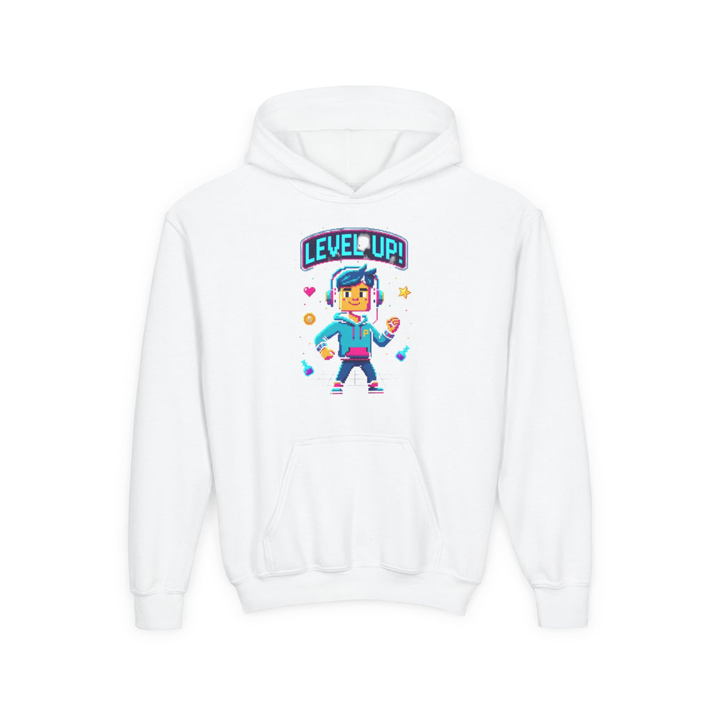Youth Hoodie — "Level Up!" Gamer Arcade Birthday Pullover