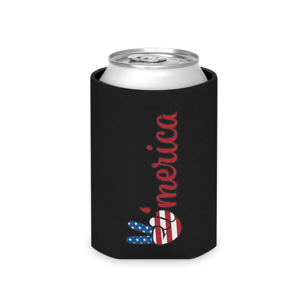 Can Cooler - 'Merica Peace Sign Patriotic Beer Koozie for 4th of July