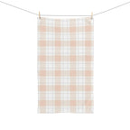 Peach Plaid Hand Towel — Soft Farmhouse Kitchen Accent