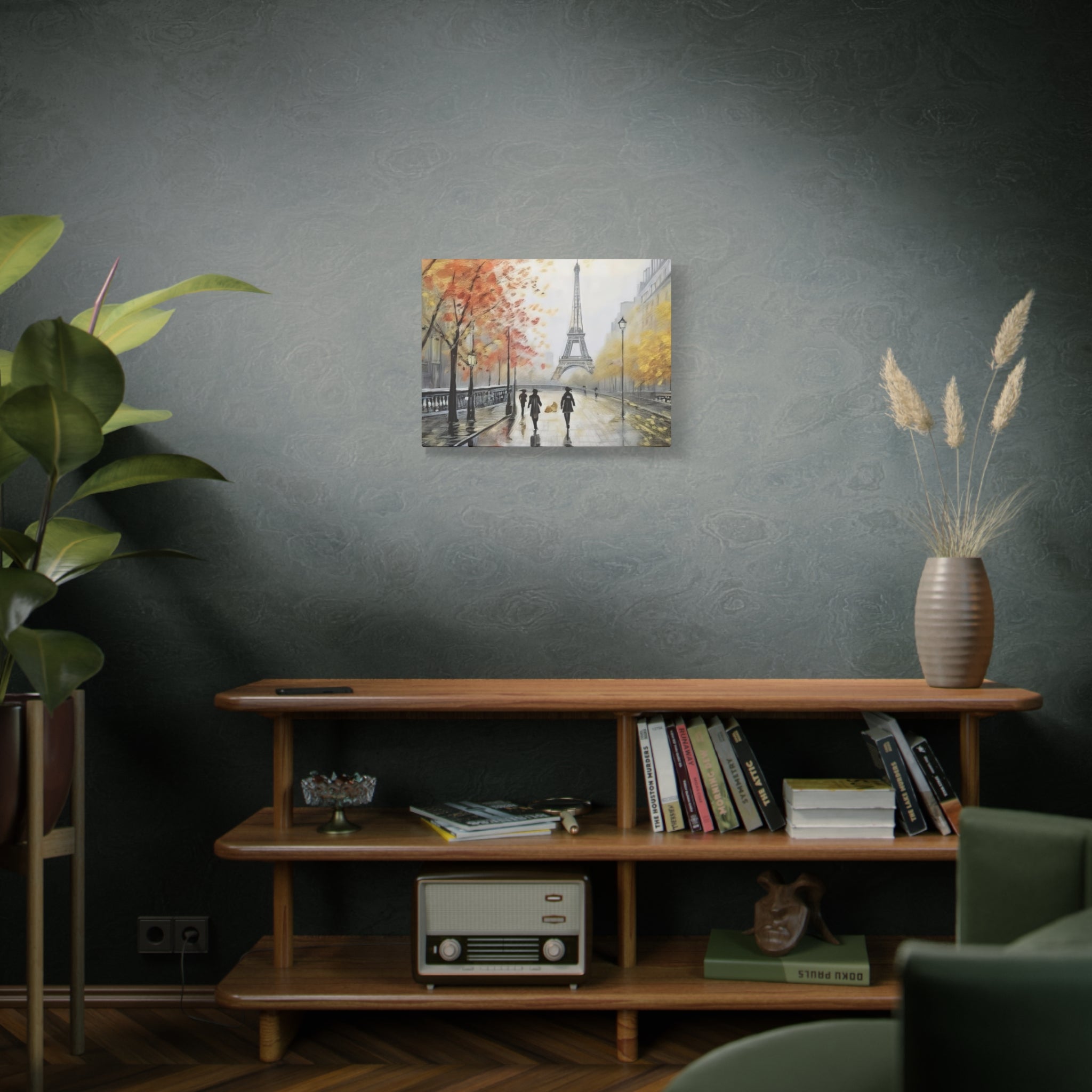 Paris Eiffel Tower Autumn Street Matte Canvas Wall Art, Stretched 1.25"