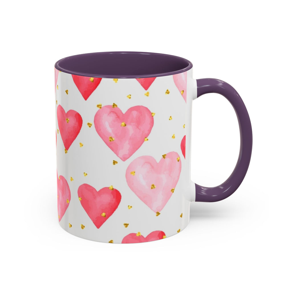 Pink Watercolor Hearts Accent Coffee Mug — Romantic Valentine’s Day Gift