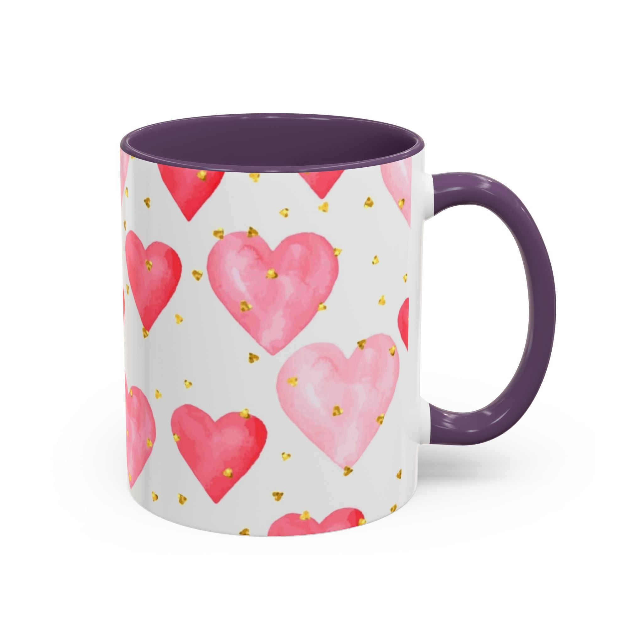 Pink Watercolor Hearts Accent Coffee Mug — Romantic Valentine’s Day Gift
