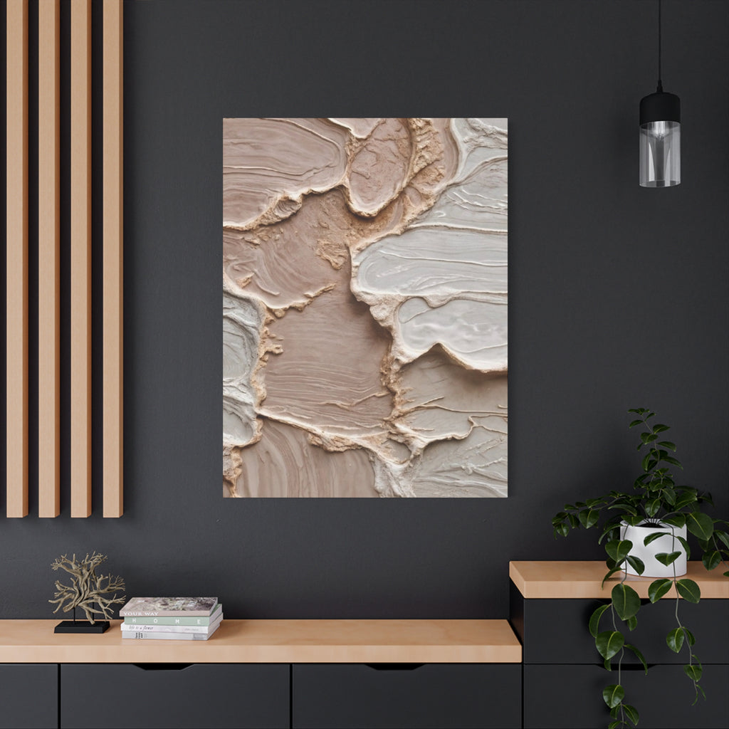 Neutral Textured Abstract Canvas Print — Beige & Cream Wall Art, Matte Stretched 1.25"