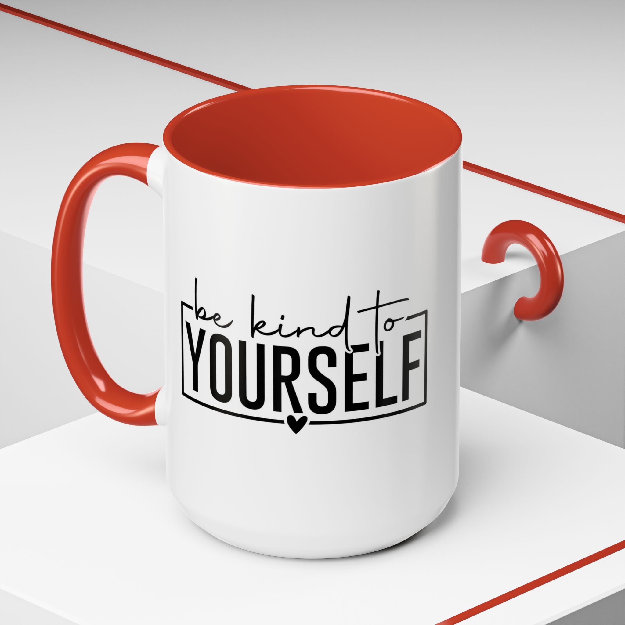 Be Kind To Yourself Accent Coffee Mug — Motivational Self-Care Tea Cup (11/15 oz)