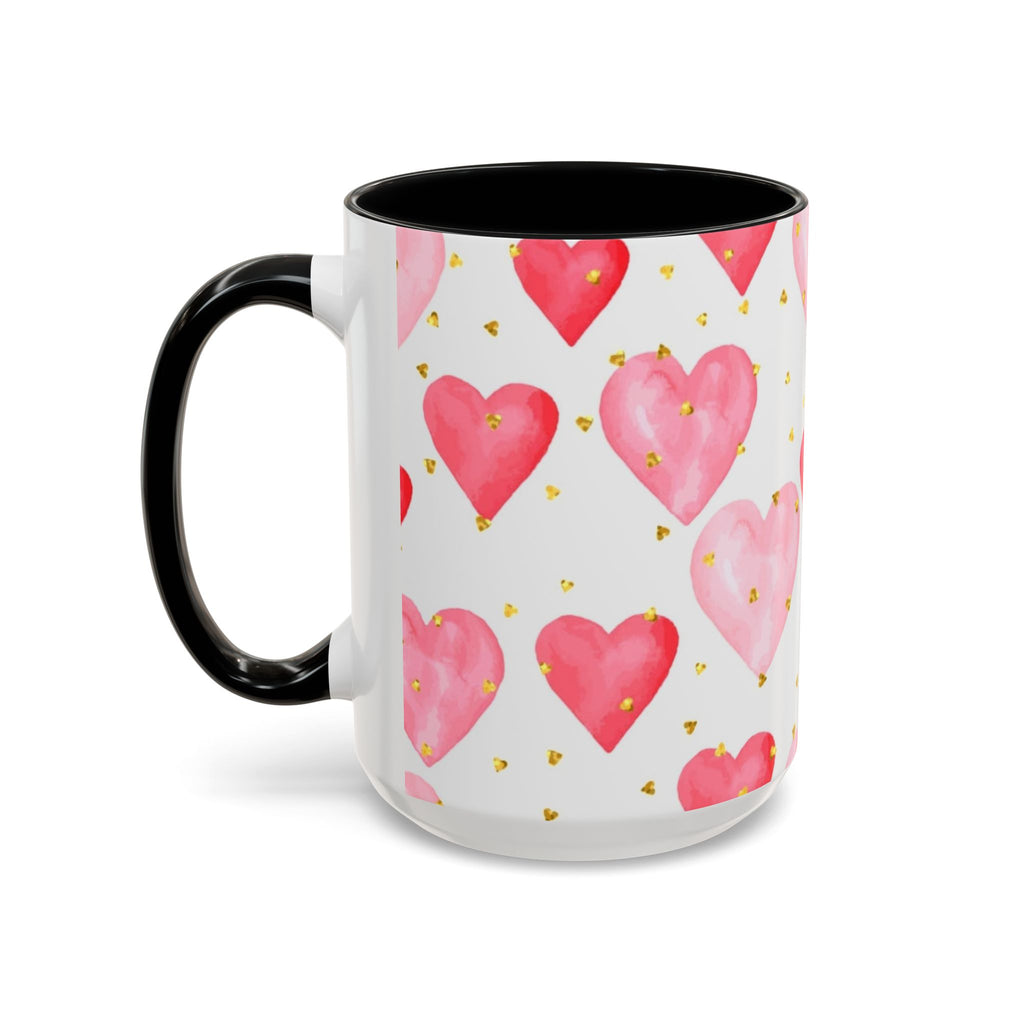 Pink Watercolor Hearts Accent Coffee Mug — Romantic Valentine’s Day Gift