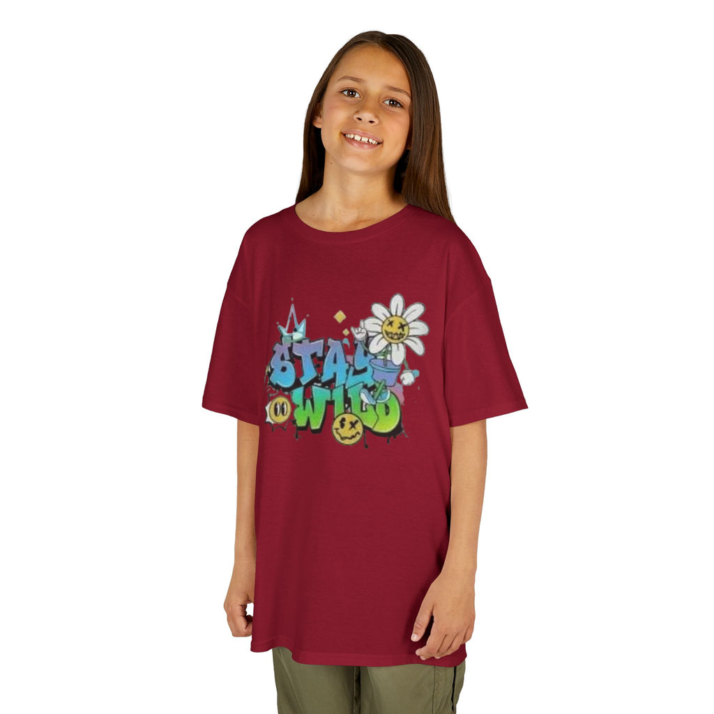Kids Tee — "Stay Wild" Graffiti Daisy Graphic