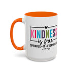 Kindness Is Free Accent Coffee Mug — Inspirational Pink Interior 11/15oz