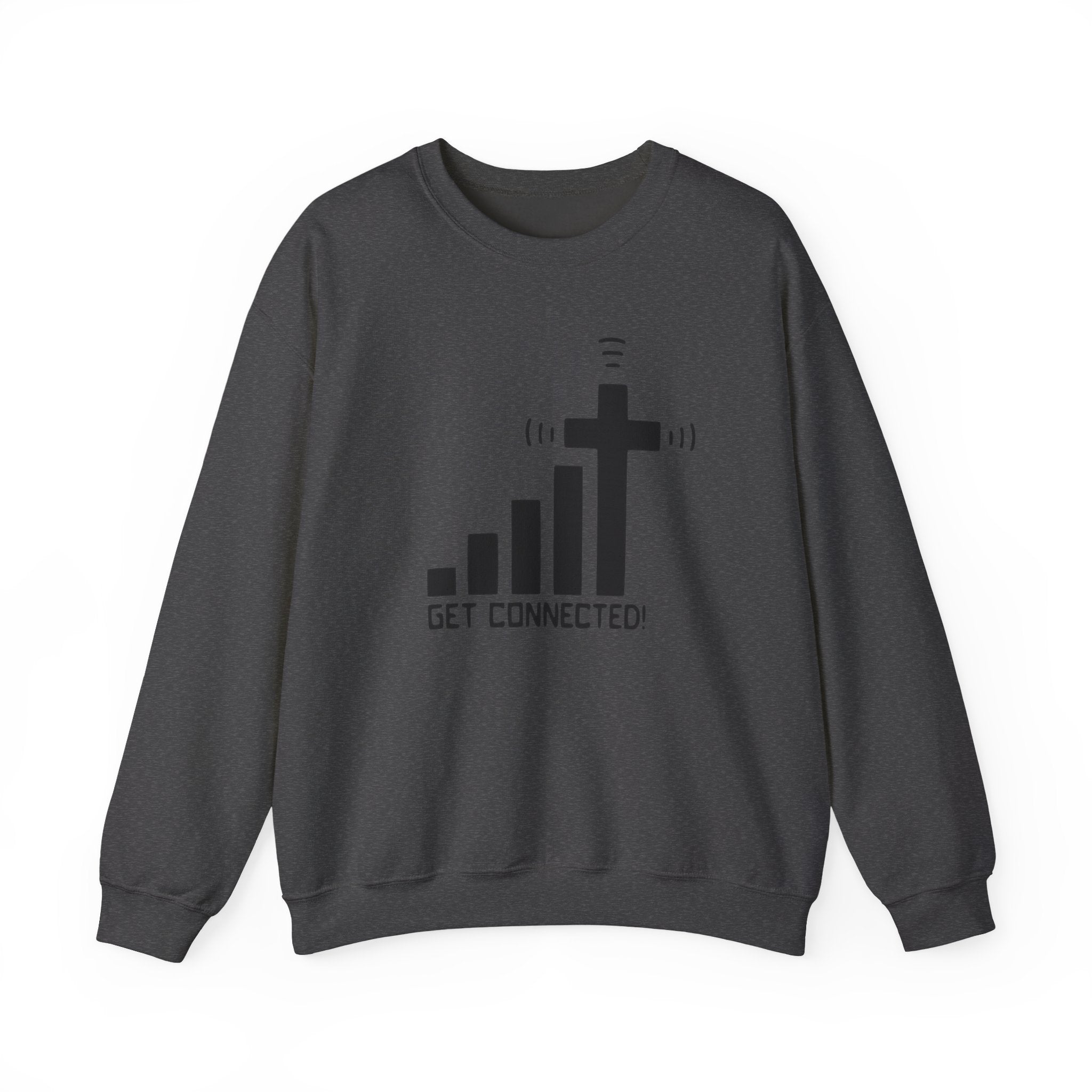 Crewneck Sweatshirt — "Get Connected" Cross Signal Christian Faith Pullover
