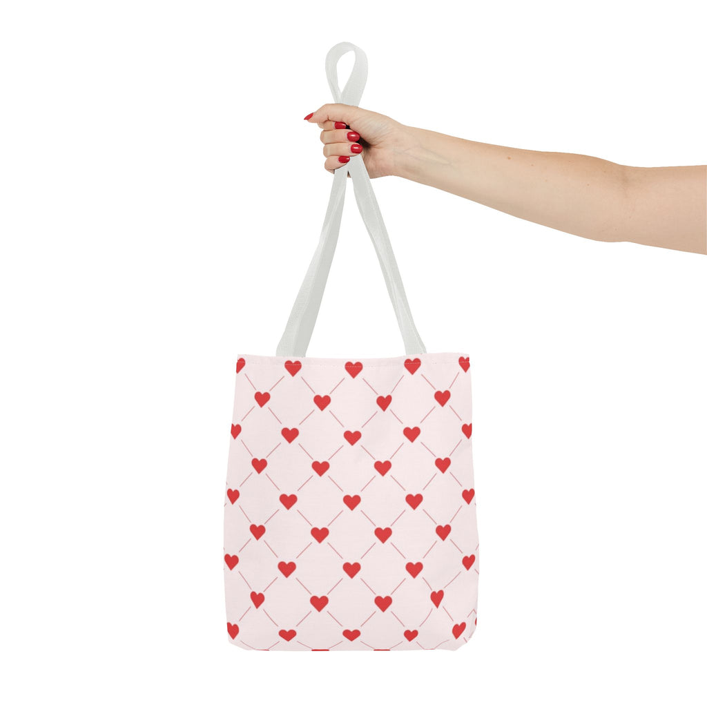Heart Pattern Tote Bag — Pink Red Valentine Shopper