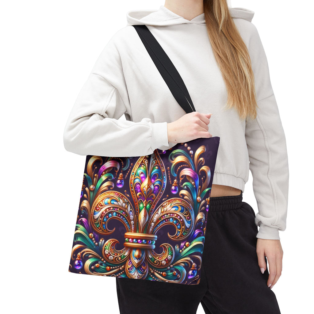 Fleur-de-Lis Jewel Tote Bag — Colorful Mardi Gras Boho Carryall