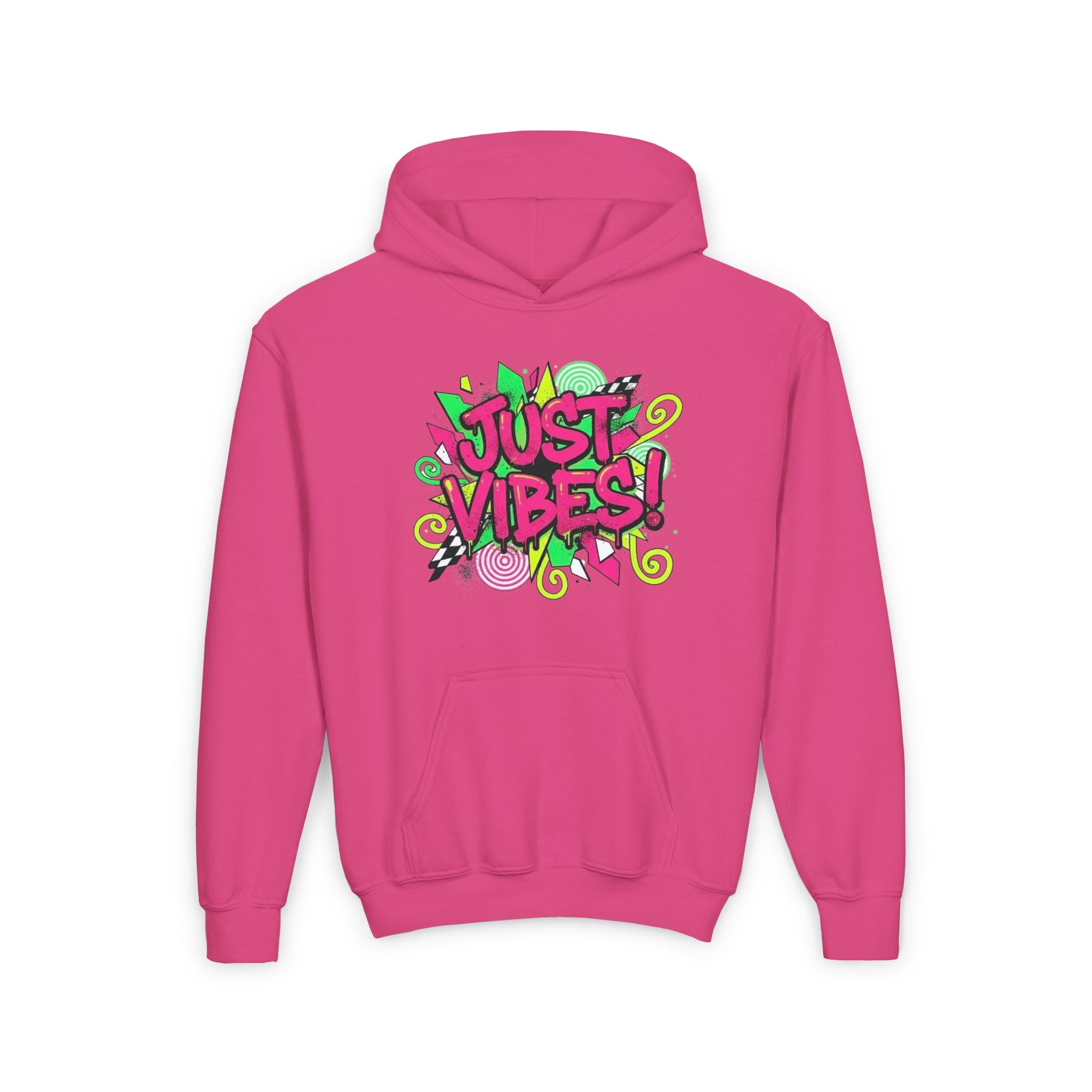 Youth Hoodie - "Just Vibes" Neon Graffiti Pullover