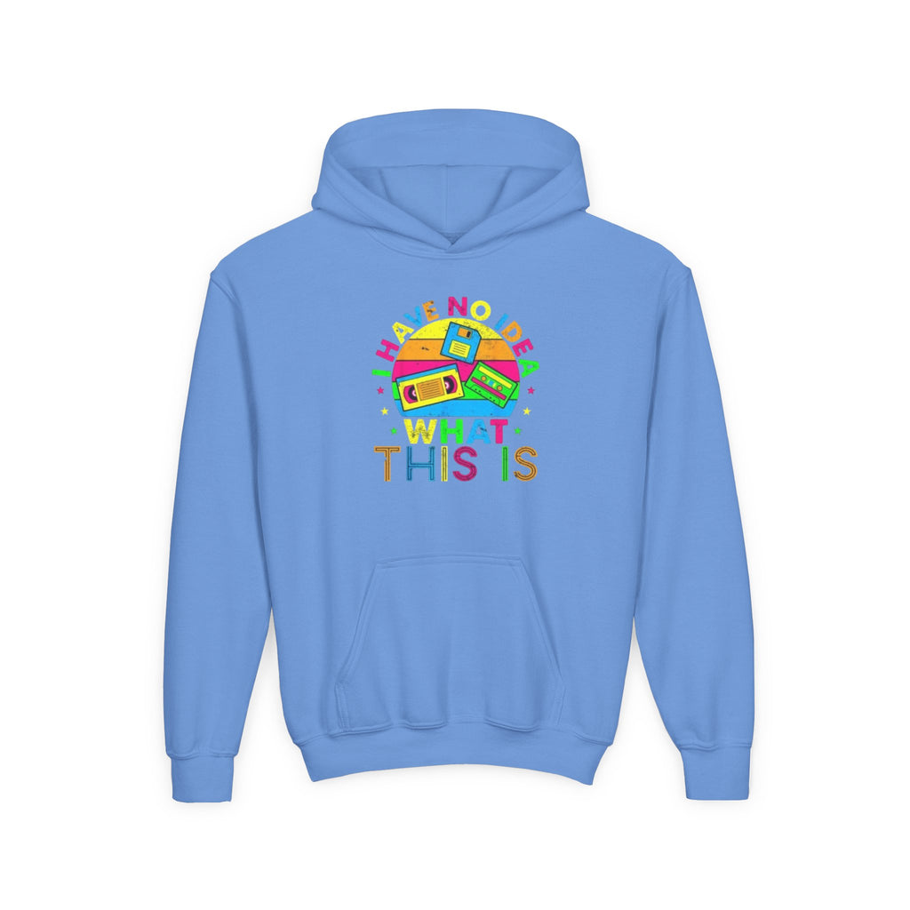 Youth Hoodie — Colorful Retro Cassette 'I Have No Idea What This Is' Graphic