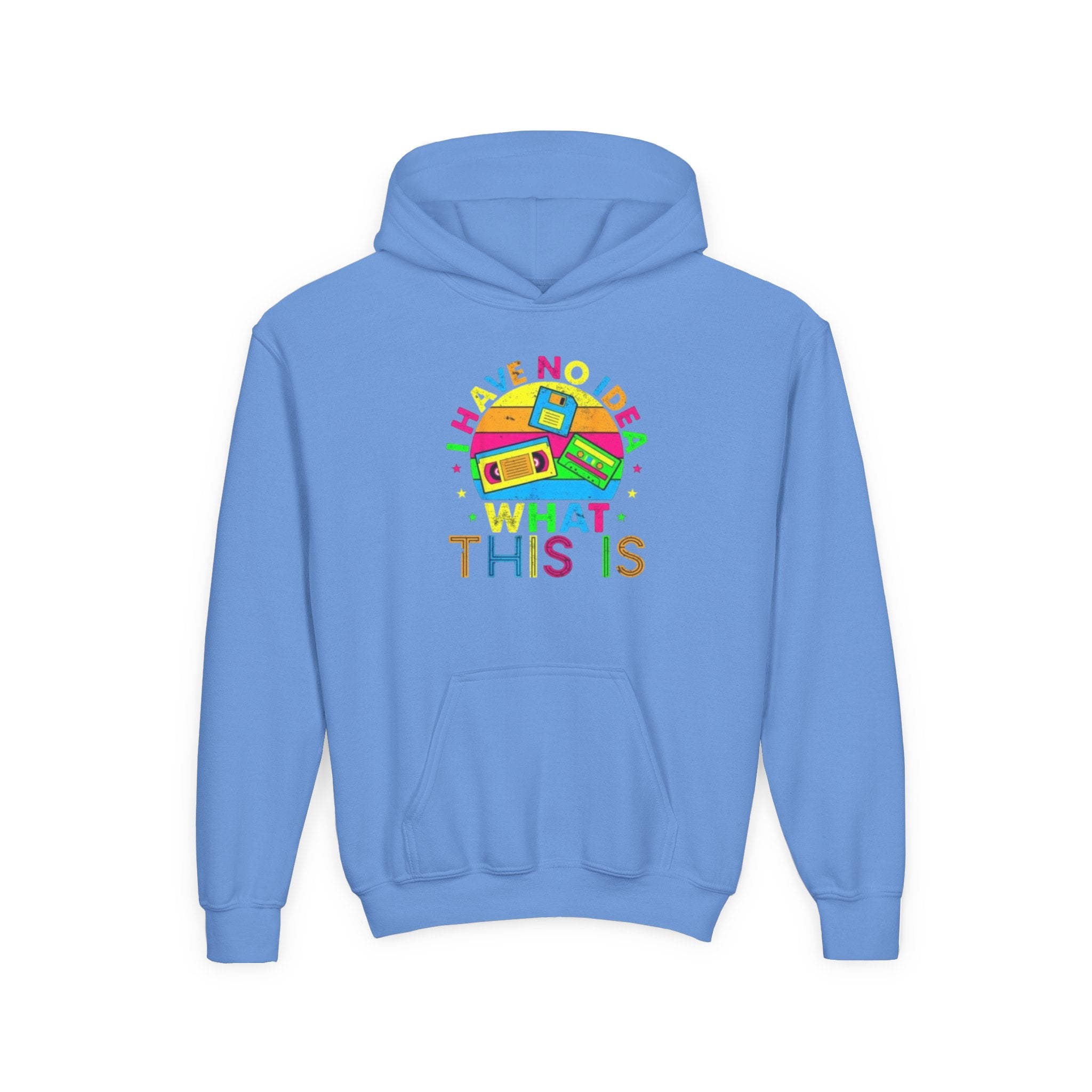 Youth Hoodie — Colorful Retro Cassette 'I Have No Idea What This Is' Graphic