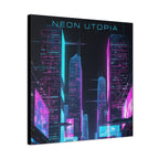 Neon Utopia Cyberpunk Cityscape, Matte Canvas