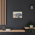 Blue Sea Turtle Canvas Art — Coastal Beach Wall Decor