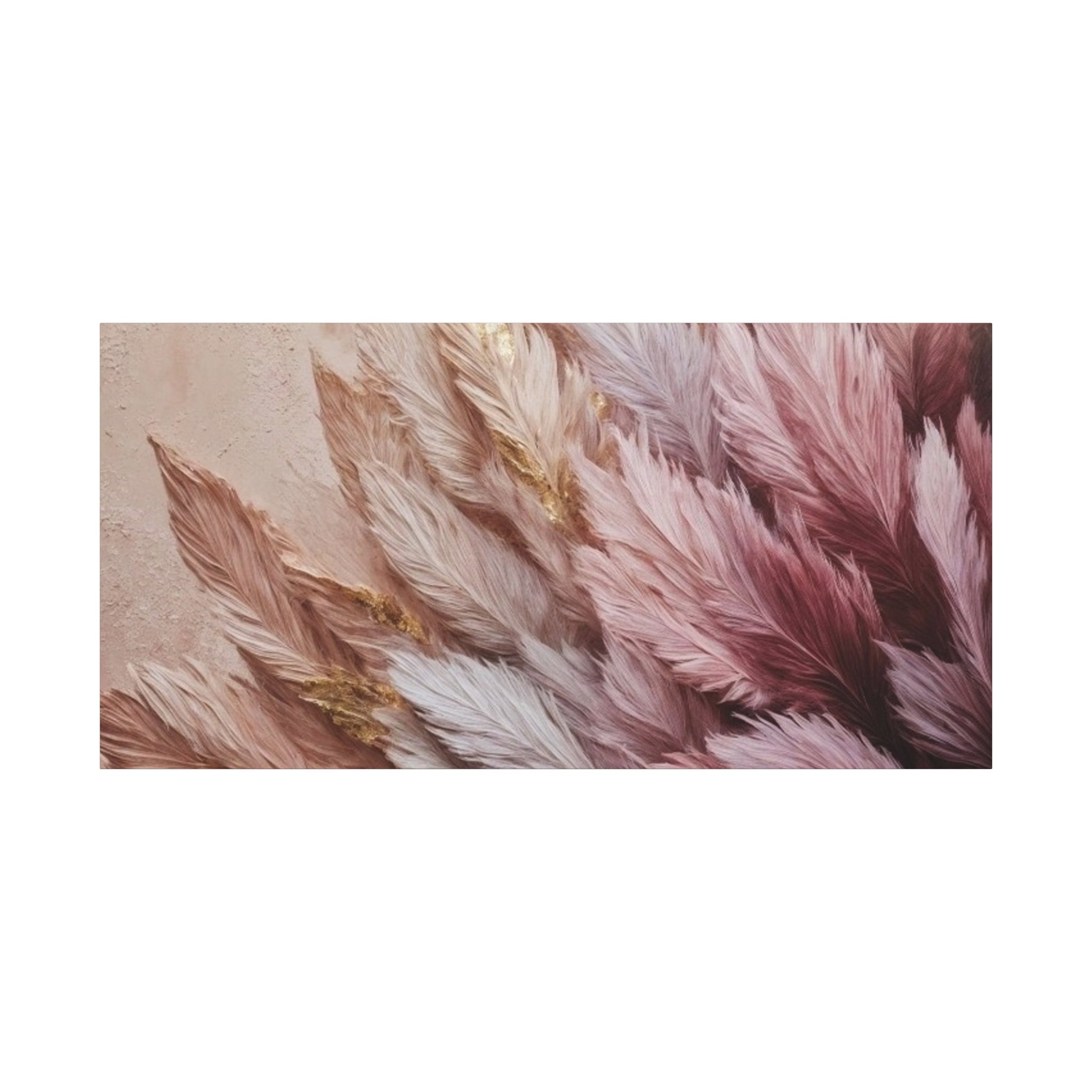 Feathered Pampas Wall Art Canvas — Blush Pink Botanical Decor, Matte Stretched 1.25"