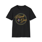 Mardi Gras T-Shirt — Purple Green Gold Beaded Fleur-de-Lis Celebration Tee