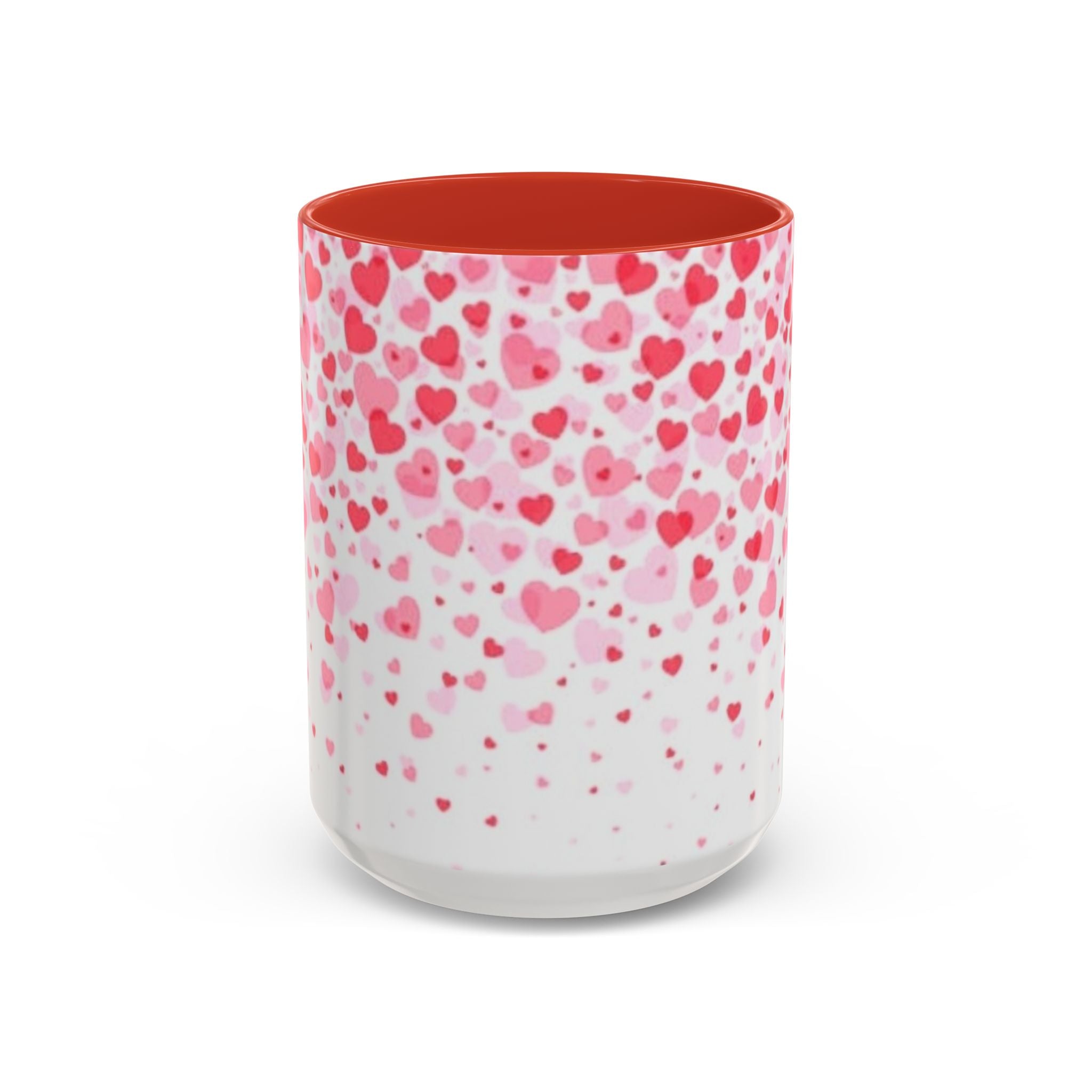 Heart Confetti Accent Coffee Mug — Pink Valentine’s Day Gift (11/15oz)